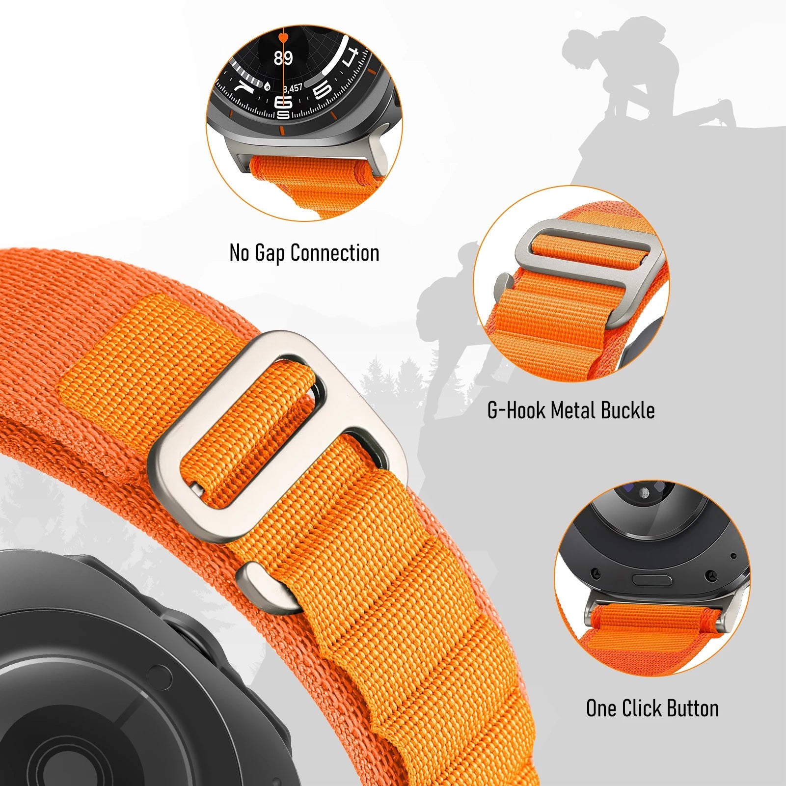 Alpine Loop Bracelet pour Samsung Galaxy Watch Ultra 47mm – Bracelet Sport en Nylon avec Boucle en Titane BLACKBEARD OUTDOOR INDUSTRIES