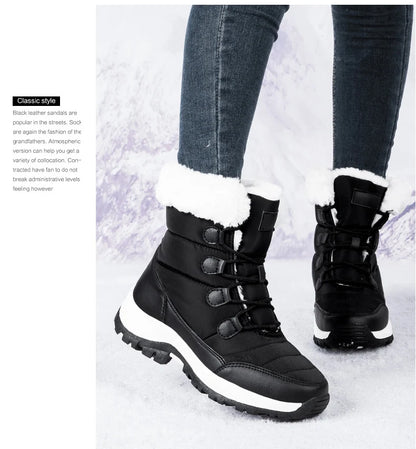 Bottes de Neige Femme Hiver 2024 – Sneakers Chaudes à Fourrure, Semelle Épaisse, Imperméables – Bottines Mi-mollet Outdoor - BLACKBEARD OUTDOOR INDUSTRIES