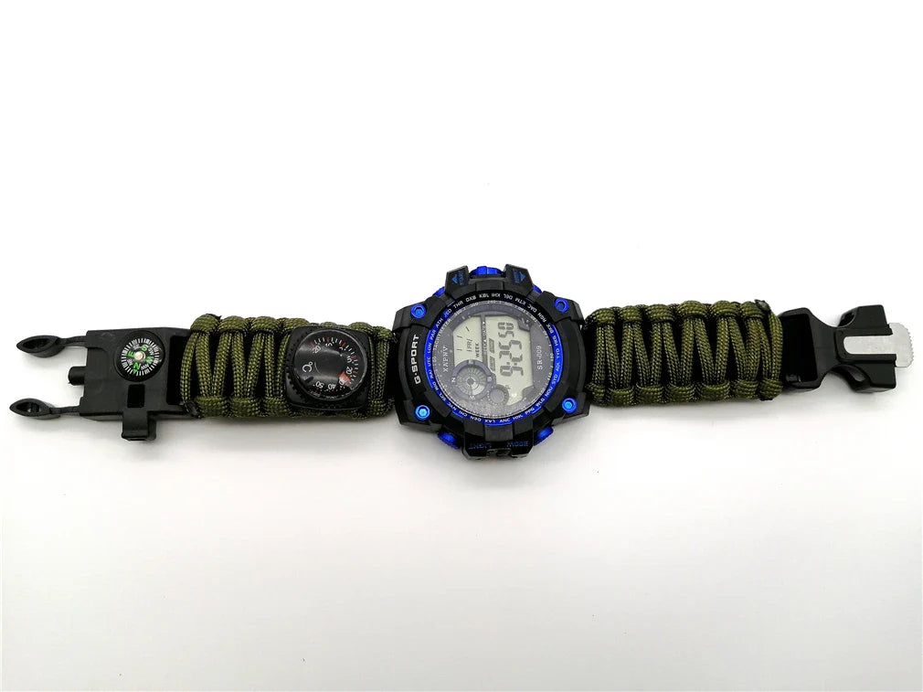 Montre de Survie Outdoor Multifonction 7-en-1 – Étanche 50m – Paracord, Boussole, Thermomètre et  Sifflet - BLACKBEARD OUTDOOR INDUSTRIES