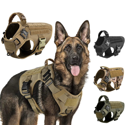 Harnais Tactique Militaire pour Grands Chiens – Harnais de Dressage Renforcé avec Poignée, Boucles Métalliques et Molle – Spécial Malinois, Berger Allemand, Bouledogue Français Ma boutique