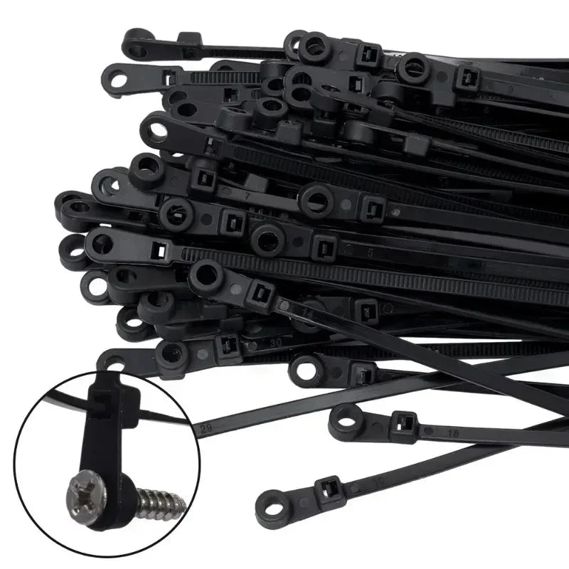 Serre-Câbles Nylon avec Trou de Vis – Lot de 100 ou 200 Pièces Attaches Auto-Bloquantes pour Câbles, Fils et Organisation DIY Bureau & Maison - BLACKBEARD OUTDOOR INDUSTRIES