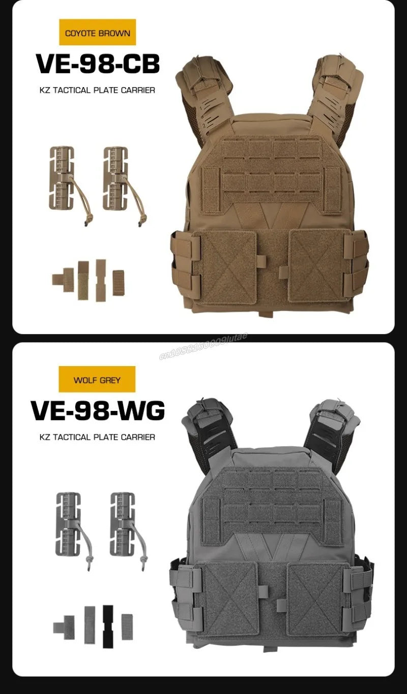 Gilet Tactique KZ Plate Carrier - Profil Bas, Léger, Ajustable, avec MOLLE et Système de Libération Rapide – Gilet de Combat pour Airsoft et Chasse - BLACKBEARD OUTDOOR INDUSTRIES