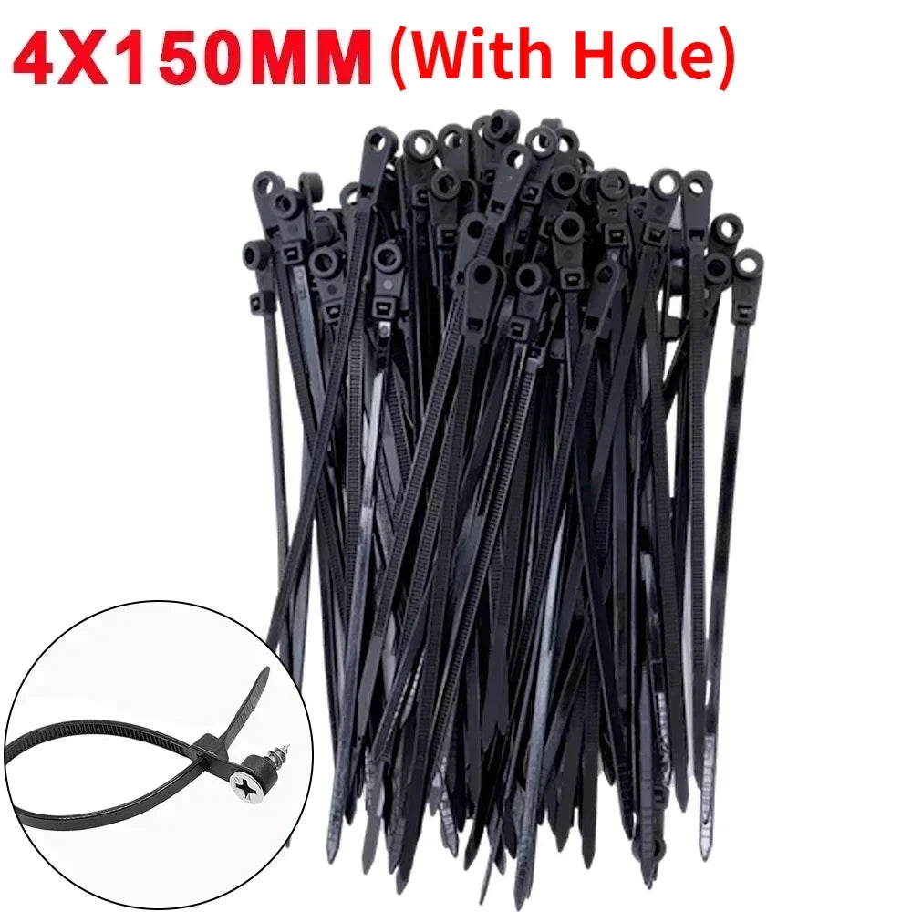 Serre-Câbles Nylon avec Trou de Vis – Lot de 100 ou 200 Pièces Attaches Auto-Bloquantes pour Câbles, Fils et Organisation DIY Bureau & Maison - BLACKBEARD OUTDOOR INDUSTRIES