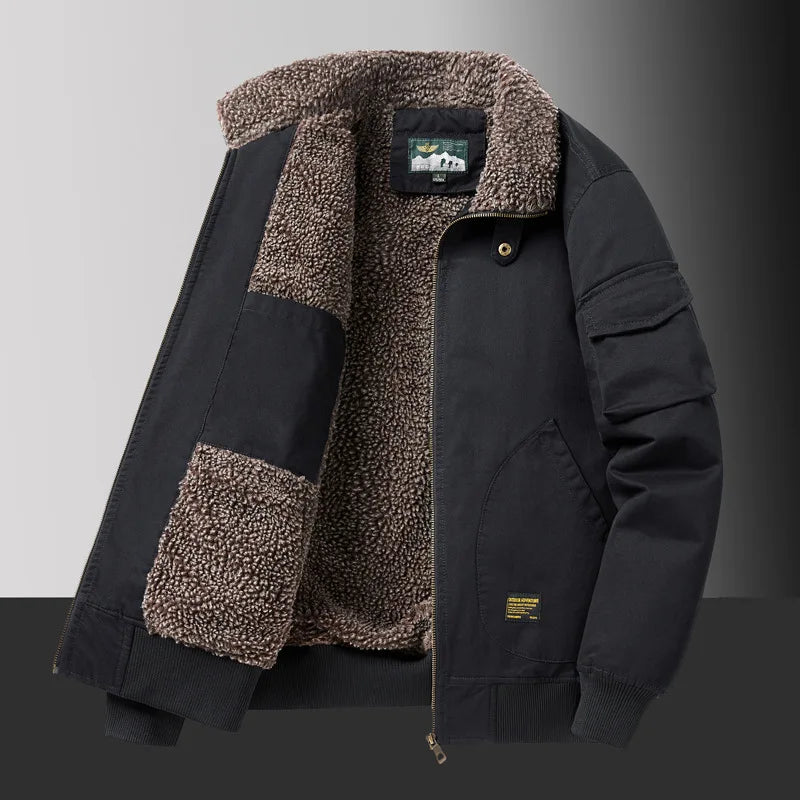 Veste d'Hiver Homme – Bombardier avec Doublure en Laine, Veste à Col Roulé, Manteau en Coton Chaud et Douillet – Parfaite pour les Voyages et le Travail BLACKBEARD OUTDOOR INDUSTRIES