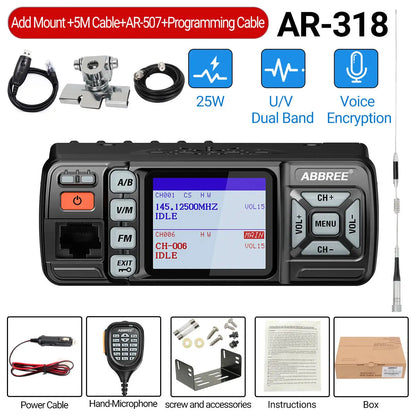 ABBREE AR-318 / AR-218 – Radio Mobile Portable VHF/UHF Double Bande 25W 128 Canaux - BLACKBEARD OUTDOOR INDUSTRIES