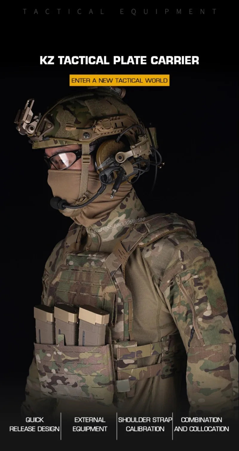 Gilet Tactique KZ Plate Carrier - Profil Bas, Léger, Ajustable, avec MOLLE et Système de Libération Rapide – Gilet de Combat pour Airsoft et Chasse - BLACKBEARD OUTDOOR INDUSTRIES