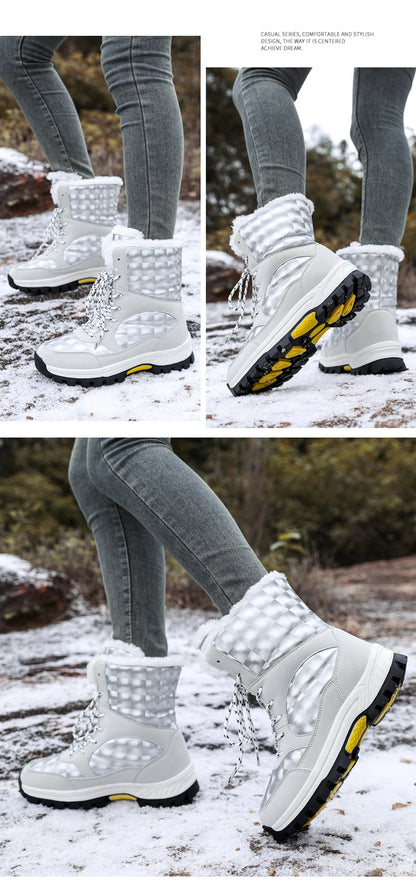 Bottes de Neige Femme Hiver 2024 – Sneakers Chaudes à Fourrure, Semelle Épaisse, Imperméables – Bottines Mi-mollet Outdoor - BLACKBEARD OUTDOOR INDUSTRIES