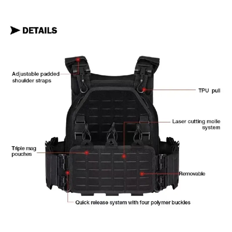 YAKEDA Tactical Vest 6094 – Gilet Tactique Multifonction Certifié CE Ma boutique
