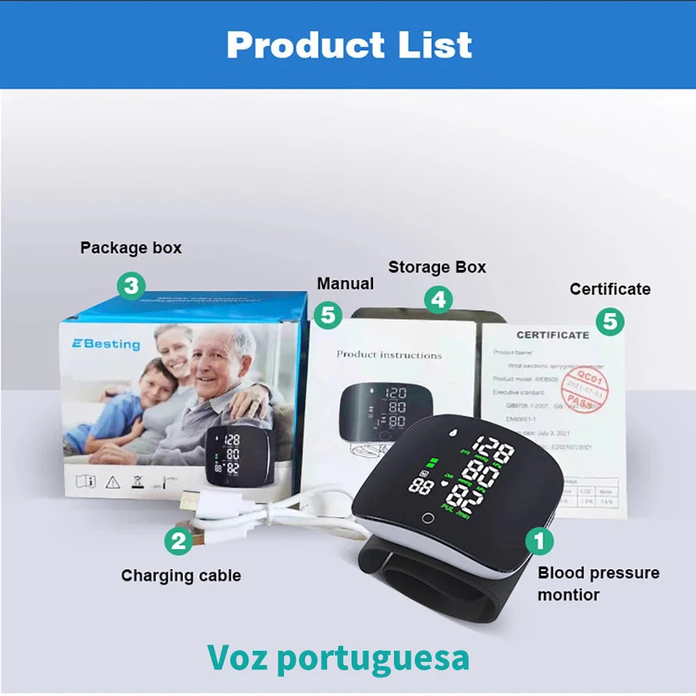 Smart Touch Écran LCD Tactile Rechargeable avec Voix – Moniteur de Tension Artérielle au Poignet Ma boutique