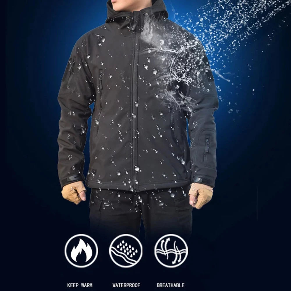 Veste Soft Shell Militaire Shark Skin – Veste Tactique Hommes, Coupe-Vent et Imperméable, Manteau Bomber à Capuche, Veste de Combat Armée pour Homme BLACKBEARD OUTDOOR INDUSTRIES