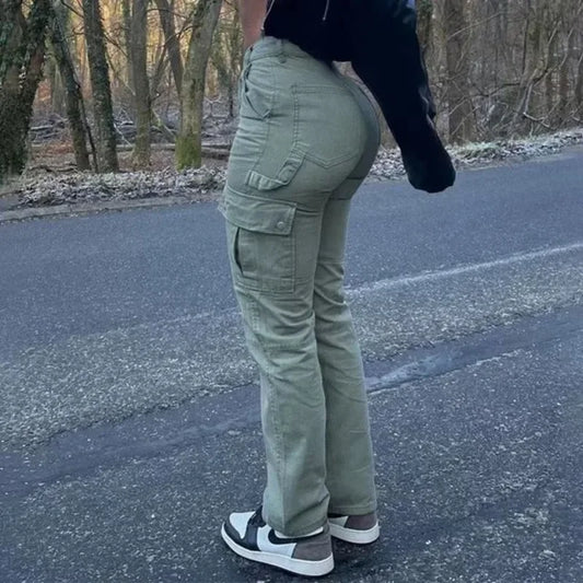Jean Taille Haute Élastique Femme – Jean Cargo Détente en Denim, Poches Pratiques – Pantalon Slim et Confortable pour le Travail et les Loisirs - BLACKBEARD OUTDOOR INDUSTRIES