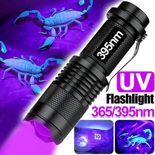 Lampe Torche UV LED 395nm / 365nm – Ultra-Violet Mini | Zoom Réglable | Détecteur de Taches d’Urine, Inspection, Détection de Fuites Ma boutique