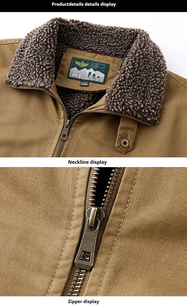 Veste d'Hiver Homme – Bombardier avec Doublure en Laine, Veste à Col Roulé, Manteau en Coton Chaud et Douillet – Parfaite pour les Voyages et le Travail BLACKBEARD OUTDOOR INDUSTRIES