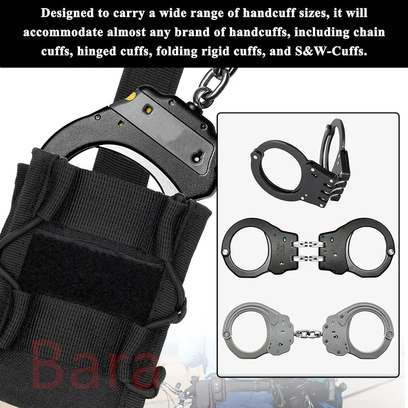 Pochette Tactique pour Menottes Ouvertes avec Clip et Sangle – Étui de Ceinture pour Menottes Asp, Menottes à Charnière, Menottes à Chaîne et Menottes Rigides Pliantes - BLACKBEARD OUTDOOR INDUSTRIES