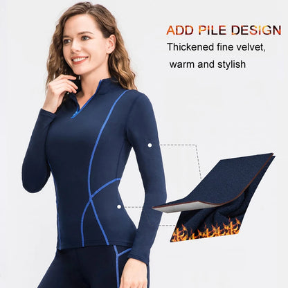 Ensemble de Sous-Vêtements Thermiques Femme en Velours – Vêtement Thermo pour l'Hiver, Ensemble 2 Pièces Longs Jambes et Lingerie - BLACKBEARD OUTDOOR INDUSTRIES