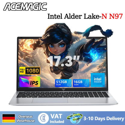 💻 ACEMAGIC AX17 — Ordinateur Portable 17,3" Quad Core 12ème Génération Alder Lake N97 Ma boutique