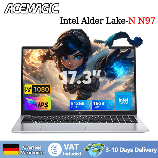 💻 ACEMAGIC AX17 — Ordinateur Portable 17,3" Quad Core 12ème Génération Alder Lake N97 Ma boutique