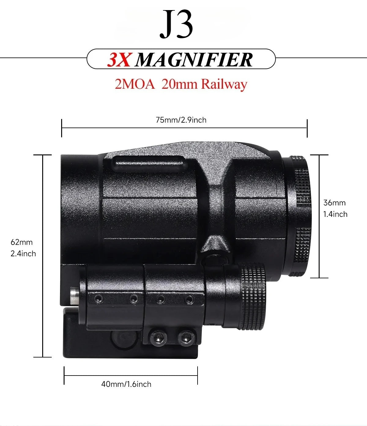 Lunette de Visée Combo Red Dot R5 + Magnifier J3 3X pour Rail 20 mm - BLACKBEARD OUTDOOR INDUSTRIES