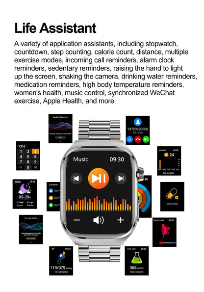 Montre Connectée Homme 2025 – Suivi Santé Avancé ECG+PPG – Surveillance Acide Urique & Lipides – Appels Bluetooth – Écran 2.04” AMOLED – Pour Android & iOS - BLACKBEARD OUTDOOR INDUSTRIES