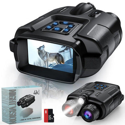 Jumelles de Vision Nocturne 4K avec Écran 3” – Zoom Digital 8X, 32GB, IR, Batterie 5000mAh, IP65 Ma boutique