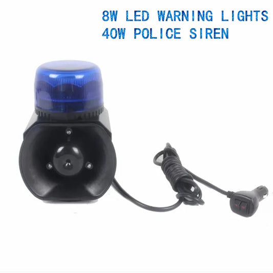 Feu de Signalisation LED Multifonction 8W avec Sirène de Police Française 40W et Amplificateur Klaxon, Base Magnétique, Étanche BLACKBEARD OUTDOOR INDUSTRIES