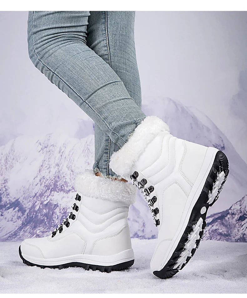 Bottes de Neige Femme Hiver 2024 – Sneakers Chaudes à Fourrure, Semelle Épaisse, Imperméables – Bottines Mi-mollet Outdoor - BLACKBEARD OUTDOOR INDUSTRIES