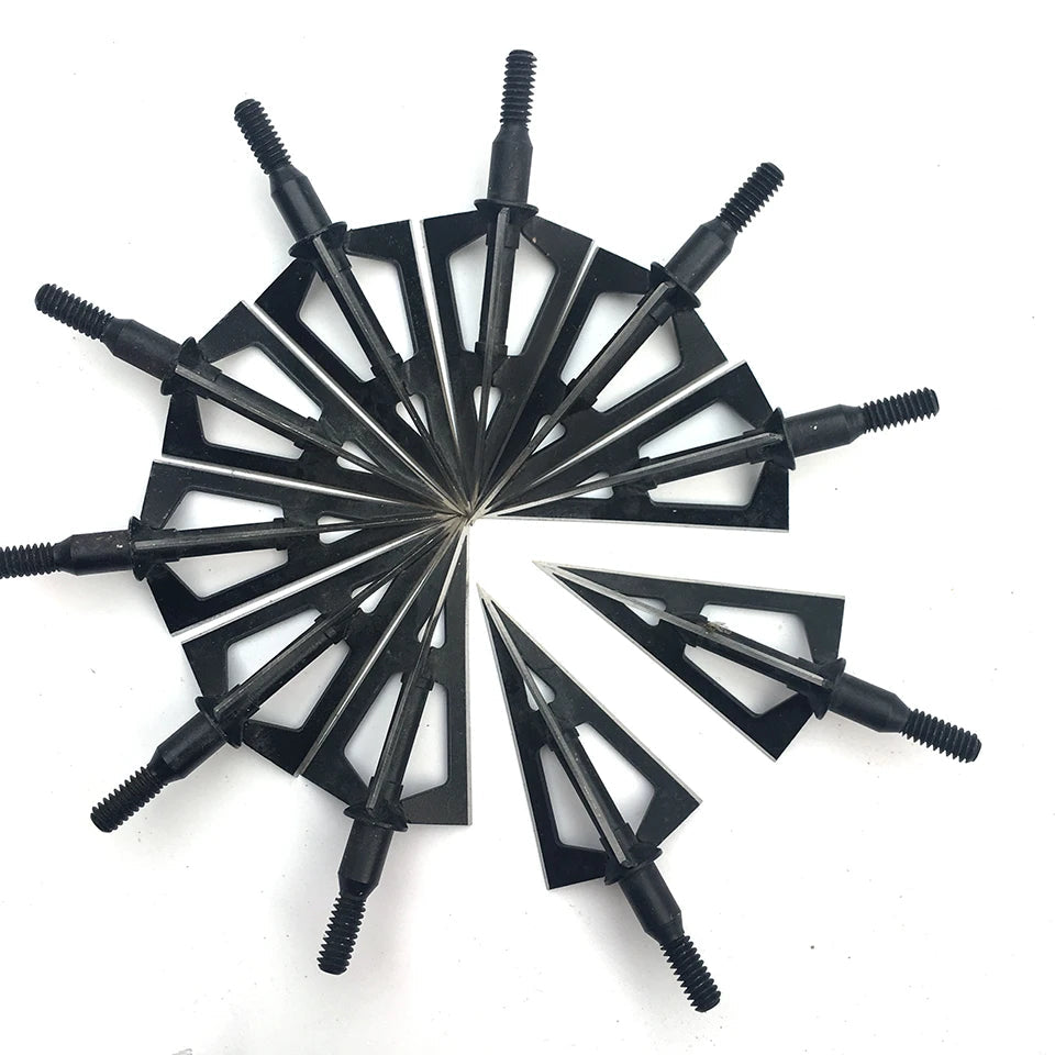 3/6/12/24/60pcs Broadheads Hunting 3 Blades Arrowheads Black Tip Steel For Bow And Crossbow Arrow Head Stainless Steel BLACKBEARD OUTDOOR INDUSTRIES
