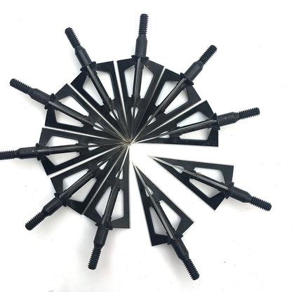 3/6/12/24/60pcs Broadheads Hunting 3 Blades Arrowheads Black Tip Steel For Bow And Crossbow Arrow Head Stainless Steel BLACKBEARD OUTDOOR INDUSTRIES