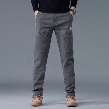 Jean Slim Fit Homme Style Coréen - Pantalon en Denim Élastique Gris Taille Moyenne BLACKBEARD OUTDOOR INDUSTRIES
