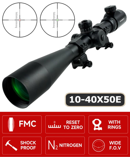 Lunette de Visée Tactique SFP 4-16X44 / 6-24X50 / 10-40X50 avec Réticule Illuminé Rouge & Vert, Réglage Parallaxe - BLACKBEARD OUTDOOR INDUSTRIES