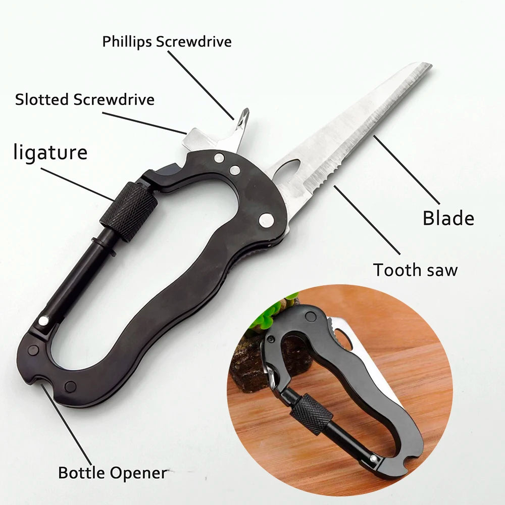 Porte-Clé Multifonction de Montagne avec Couteau Pliant et Scie - Mousqueton Pratique pour Randonnée et Activités Extérieures - BLACKBEARD OUTDOOR INDUSTRIES