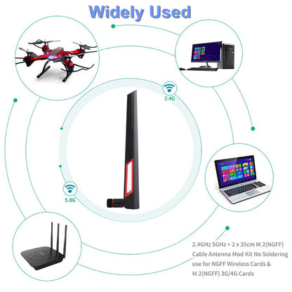 Antenne WiFi 10dBi Haute Performance | Double Bande 2.4Ghz / 5Ghz / 5.8Ghz | Connecteur RP-SMA ou SMA Male – 19.5 cm - BLACKBEARD OUTDOOR INDUSTRIES