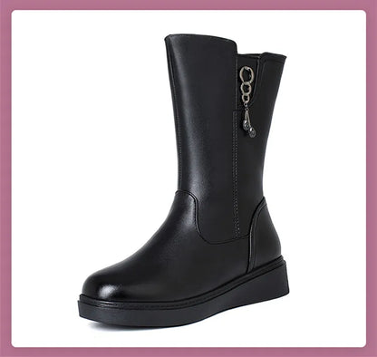 Bottes Neige Femme en Cuir – Fourrées Laine Épaisse | Confort & Chaleur | Tailles 35 à 43 - BLACKBEARD OUTDOOR INDUSTRIES