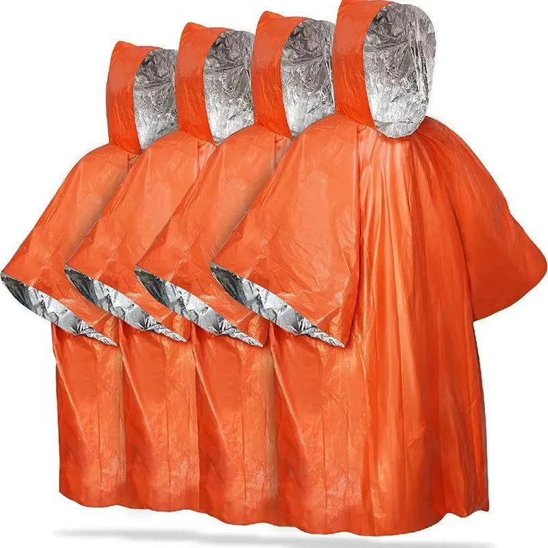 Kit de 4 Ponchos d'Urgence – Film Thermique Isolant et Imperméable – Couverture de Survie Réfléchissante - BLACKBEARD OUTDOOR INDUSTRIES