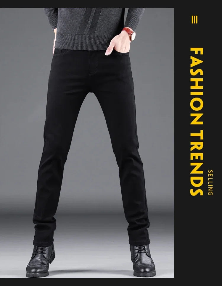 Jeans Slim Pure Black pour Homme - Élasticité, Coupe Droite, Mode Décontractée BLACKBEARD OUTDOOR INDUSTRIES