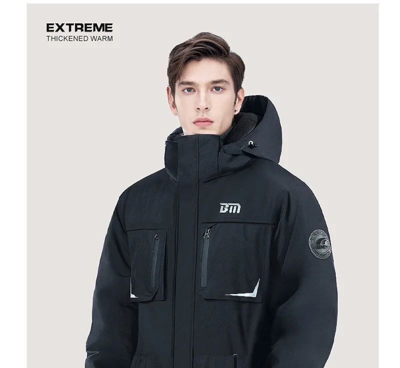 Motorcycle Riding Winter Coldproof Clothing Winter Fashion Waist Designwarm Cotton Jumpsuit Thickened Waterproof Snowmobile Suit BLACKBEARD OUTDOOR INDUSTRIES