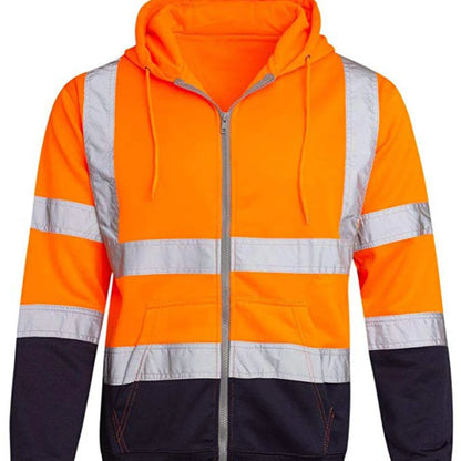 Sweat à Capuche Réfléchissant Haute Visibilité - Vêtement de Travail de Protection, Coloris Bloc, Fermeture Éclair - BLACKBEARD OUTDOOR INDUSTRIES
