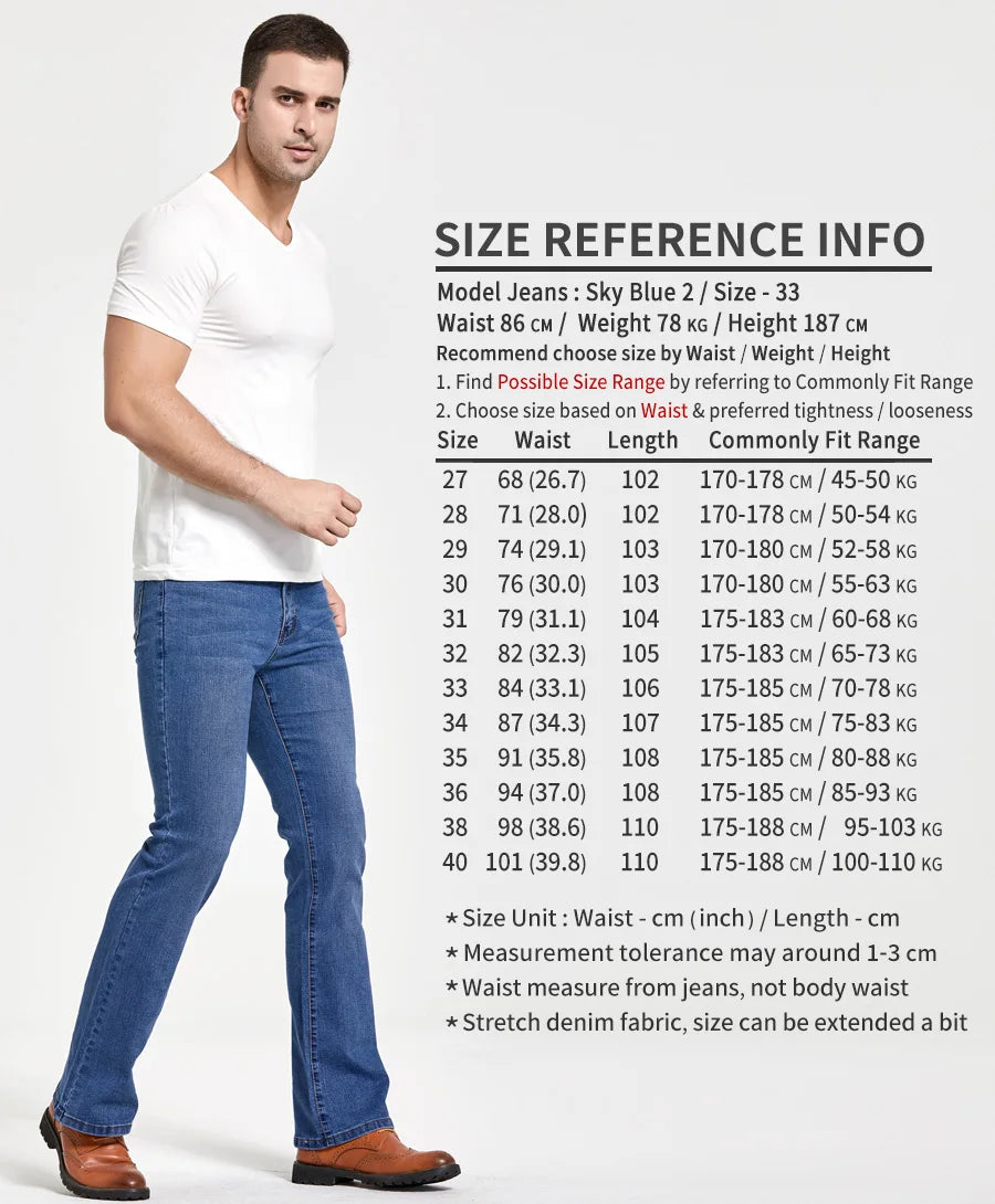 Jean Homme Bootcut Légèrement Évasé Slim Fit – Pantalon en Denim Stretch Classique, Bleu ou Noir, Tendance Designer BLACKBEARD OUTDOOR INDUSTRIES