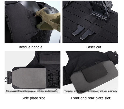 Gilet Tactique YAKEDA en Nylon – Gilet de Chasse avec Libération Rapide et Système PALS Découpé au Laser, Dos Extensible et Résistant à l'Usure BLACKBEARD OUTDOOR INDUSTRIES