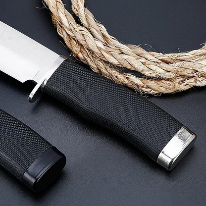 Couteau de Chasse à Lame Fixe Militaire Portable – Manche en Caoutchouc avec Étui Ceinture - BLACKBEARD OUTDOOR INDUSTRIES