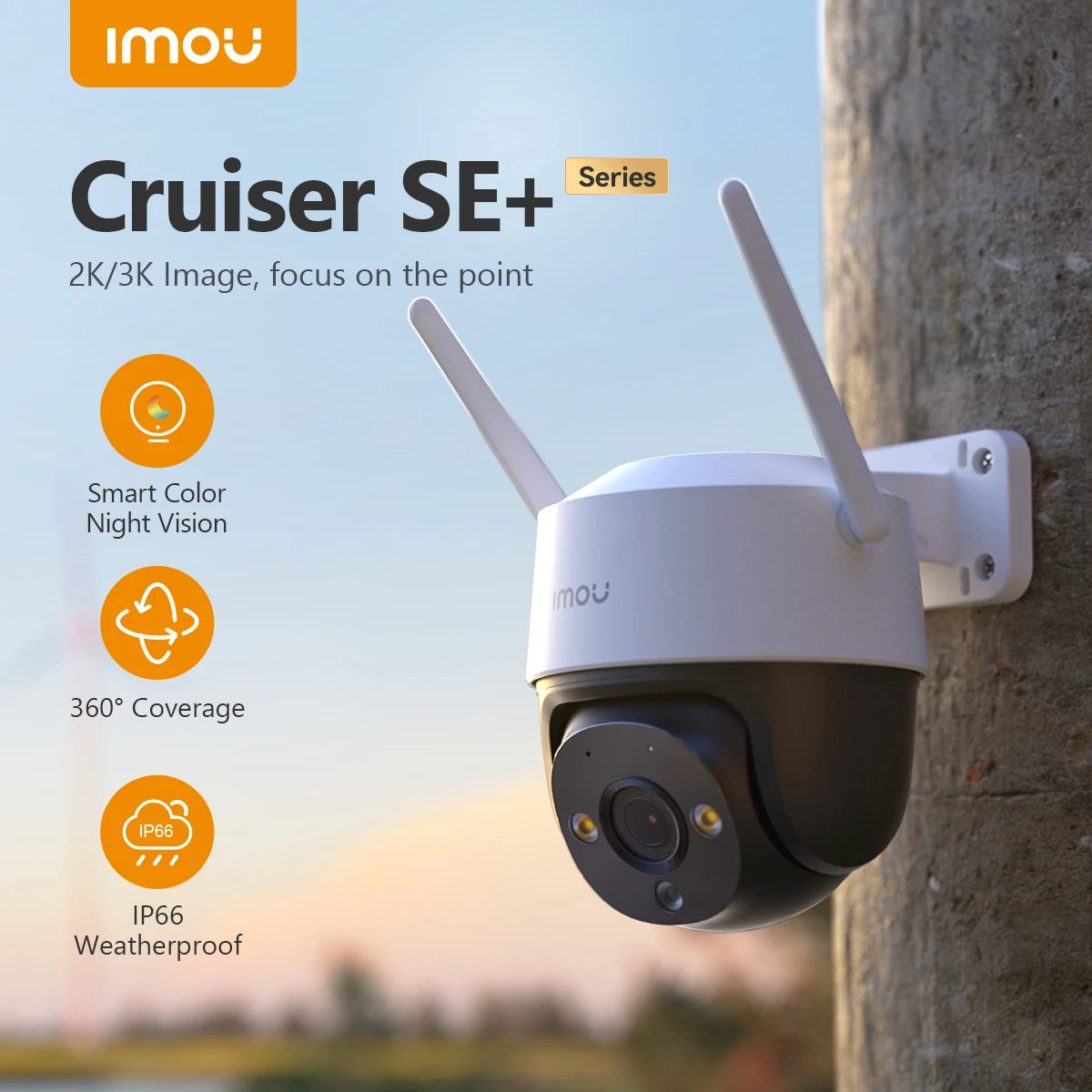 Caméra Extérieure Wi-Fi IMOU Cruiser SE+ – 4MP – Vision Nocturne Couleur – Détection Humaine IA – Zoom x8 – 360° – Étanche IP66 Ma boutique