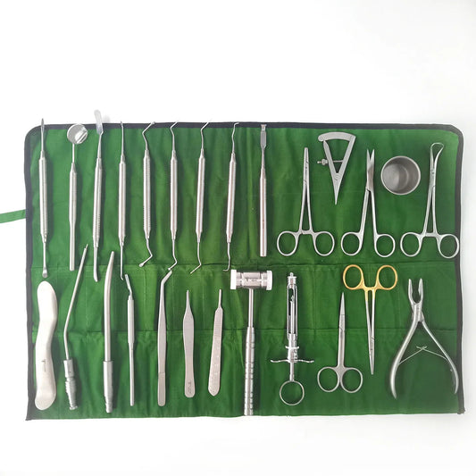 Kit d'Instruments Chirurgicaux pour Implants Dentaires - 26 Pièces - Pinces à Mordre l'Os, Marteau Osseux, Séparateur de Périoste, Sonde - Kit Chirurgical Intraoral BLACKBEARD OUTDOOR INDUSTRIES