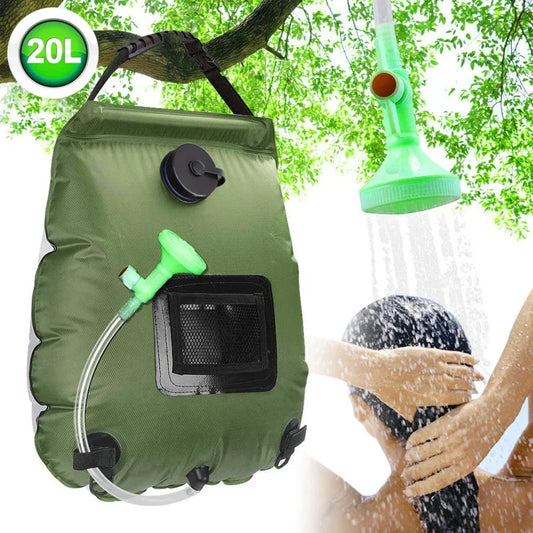 20L Solar Shower Bag – Sac Douche Solaire Portable 5 Gallons Vert Militaire pour Camping, Randonnée, Plage et Voyage - BLACKBEARD OUTDOOR INDUSTRIES