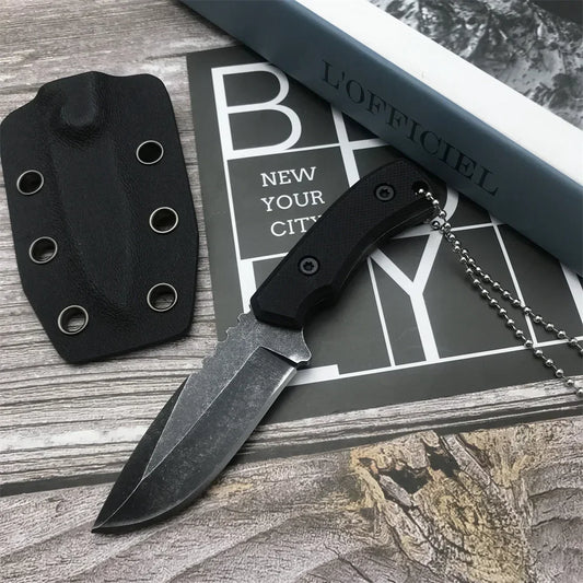 Couteau tactique fixe compact avec lame 8Cr13Mov et manche G10 – Parfait pour camping, survie et EDC - BLACKBEARD OUTDOOR INDUSTRIES