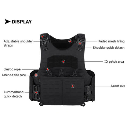 Gilet Tactique YAKEDA en Nylon – Gilet de Chasse avec Libération Rapide et Système PALS Découpé au Laser, Dos Extensible et Résistant à l'Usure BLACKBEARD OUTDOOR INDUSTRIES