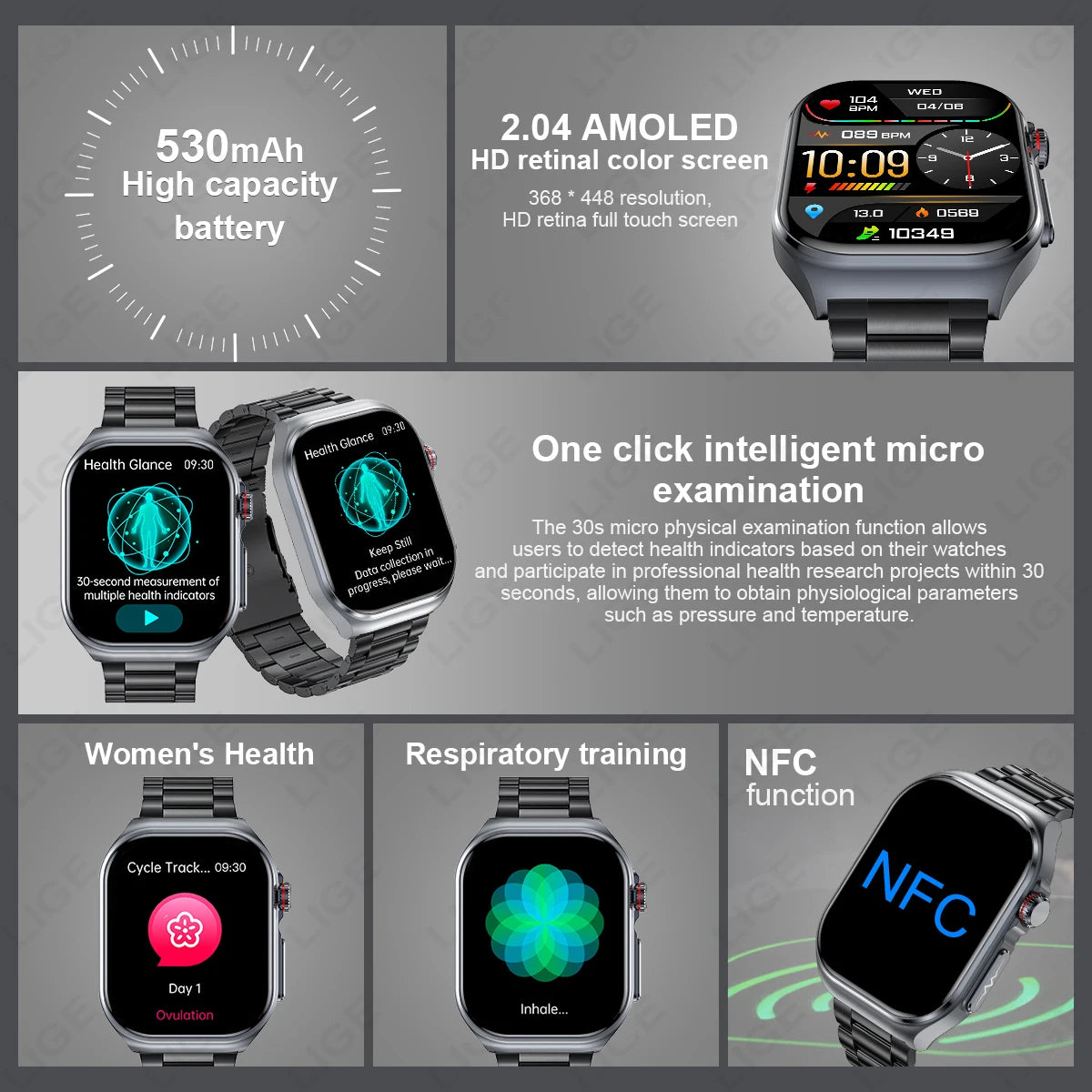 LIGE ET585 – Montre Connectée AMOLED Homme & Femme - BLACKBEARD OUTDOOR INDUSTRIES