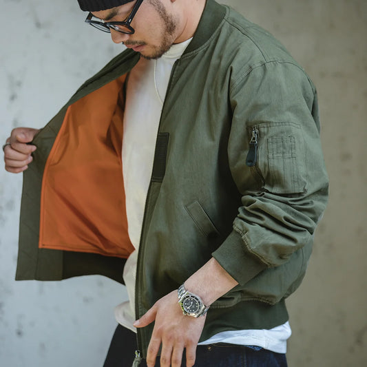 Veste Bomber Homme MA-1 Rétro – MADEN | Veste Pilote Style Militaire, Coupe Vent, Printemps & Automne - BLACKBEARD OUTDOOR INDUSTRIES