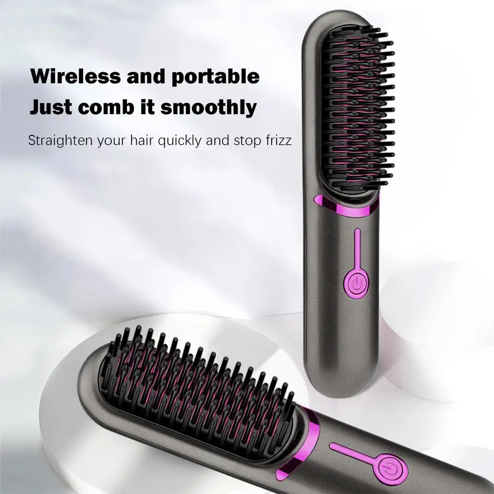 Brosse Lissante Sans Fil – Brosse Chauffante Anti-Frisottis Portable avec Batterie Rechargeable | Idéale pour Voyage & Maison - BLACKBEARD OUTDOOR INDUSTRIES