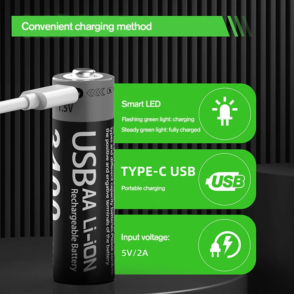 batterie rechargeable MATOV AA 1,5 V 3400mWh Ma boutique