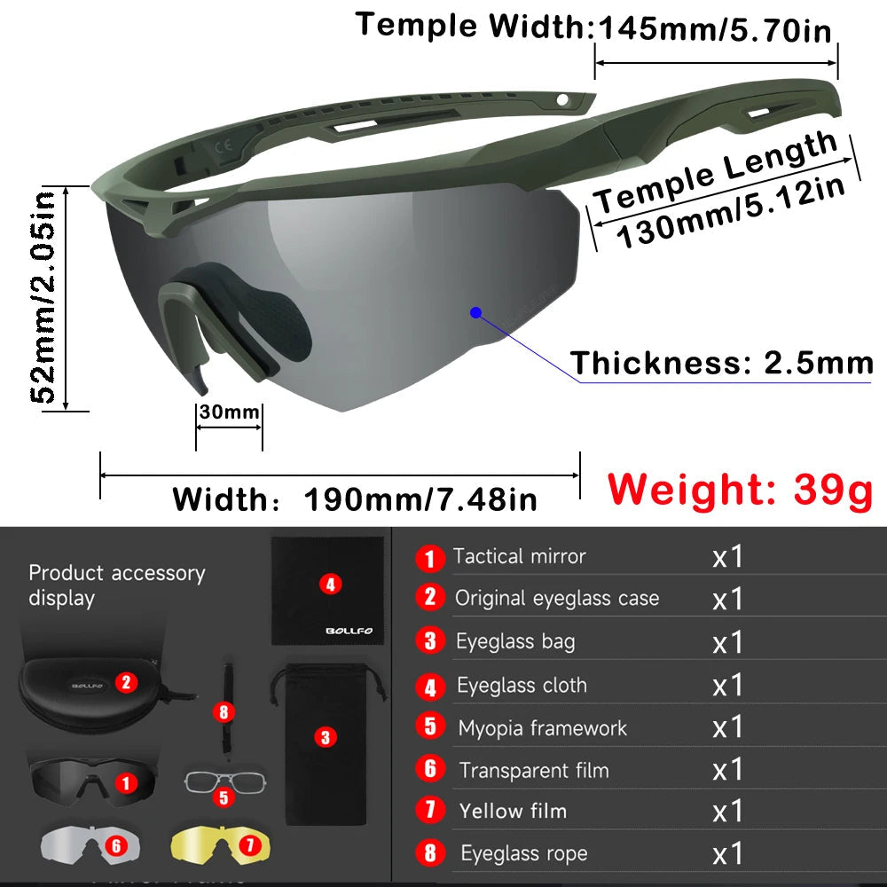 Lunettes Tactiques de Tir 3 Lentilles - Lunettes Résistantes aux Impacts, Anti-buée et Anti-vent BLACKBEARD OUTDOOR INDUSTRIES